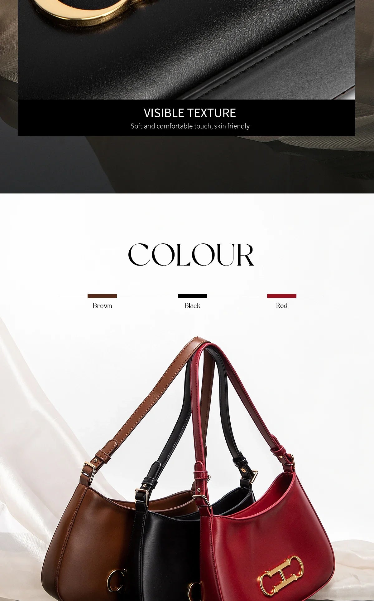 Retro Style Pure Colour Design Fashion Classic Women's Handbag Leisure Simple Match Women's Shoulder Bag