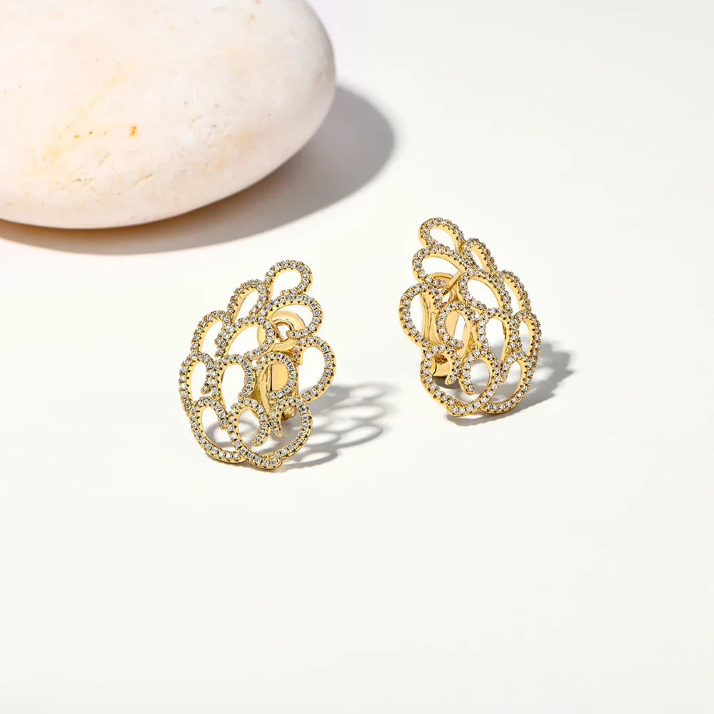 Women's Earrings For Party S925 Silver Moissanite Earrings D VVS1 Yellow Gold Plated Gifts Sparkling Jewelry