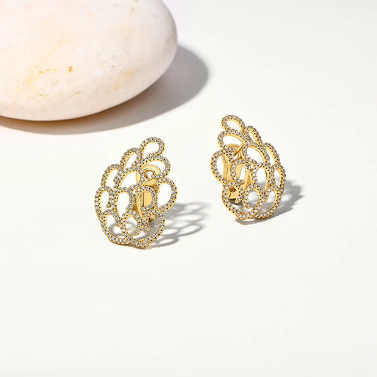Women's Earrings For Party S925 Silver Moissanite Earrings D VVS1 Yellow Gold Plated Gifts Sparkling Jewelry