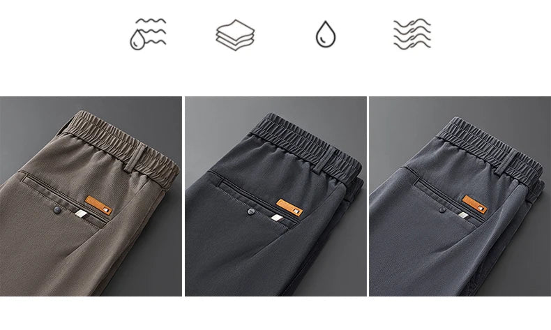 Business Straight Men's Pants Fashion Comfortable Brand Lyocell Soft Trousers Classic Simple Regular Solid Color Slim Pants