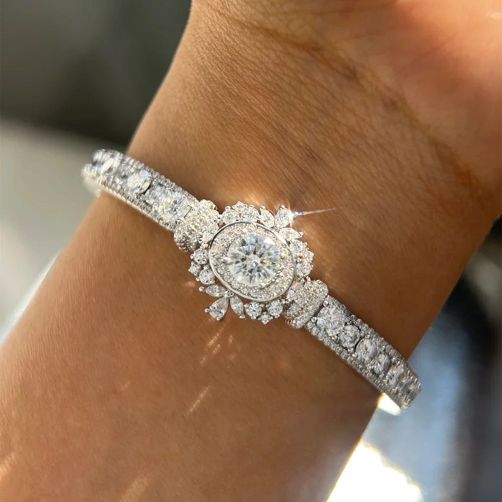 Luxury Moissanite Open Bangles 925 Sterling Silver GRA Certified Lab Diamonds Bracelets for Women Party Fine Jewelry Gifts