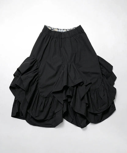 2026 Spring Forest High Waist Irregular Ruffle Edge Medium Long Dress Black Half Skirt Female 265401