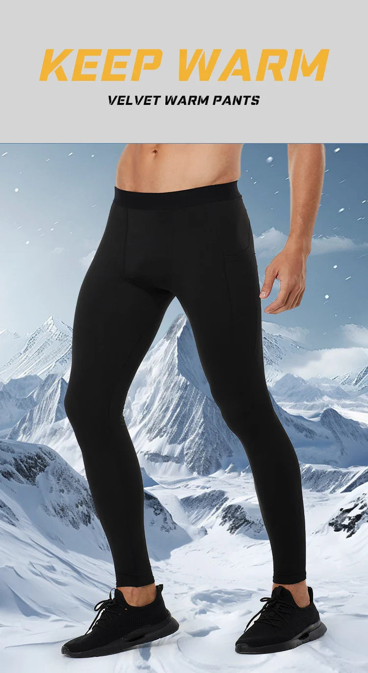 Men's Autumn and Winter Warm Running Tight Leggings Sports Gym Fitness Jogging Pants Fast Dry Running Compression leggings