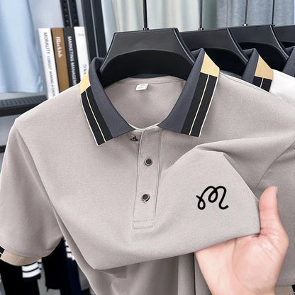 Men's Summer New Lapel Polo Shirt High Quality Casual Fashion Print Short Sleeve T-Shirt Versatile Trend Business Men's Clothing