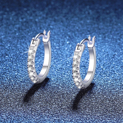 Full D Color Moissanite Earring 925 Sterling Sliver with Plated White Gold Hoop Earring for Women Wedding Party Jewelry