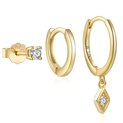 925 Sterling Silver 3PCS DIY Hoop Earring With Piercing Stud Earring Set Women Men Party Wedding Jewelry Set pendientes 925