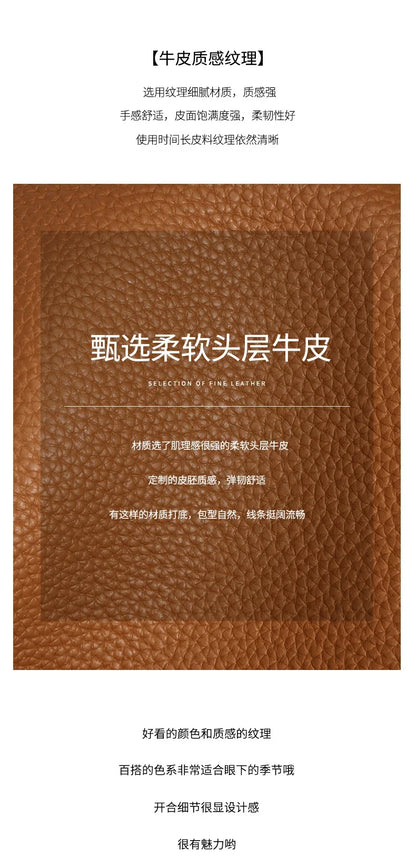Head Layer Cowhide Vegetable Basket Bag Genuine Leather Cell Phone Crossbody Bag Commuter Shoulder Bucket Bag