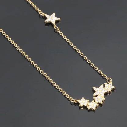 Delicate Women 24K Gold Plated Zircon Angel Wing Chain Pendant Necklace