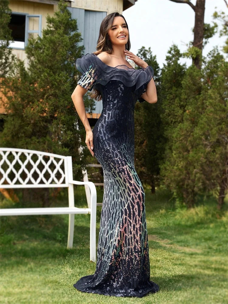 Luxury Sequin Formal Evening Dress Long 2025 Elegant Women Wedding Party Prom Dress Cocktail Dress