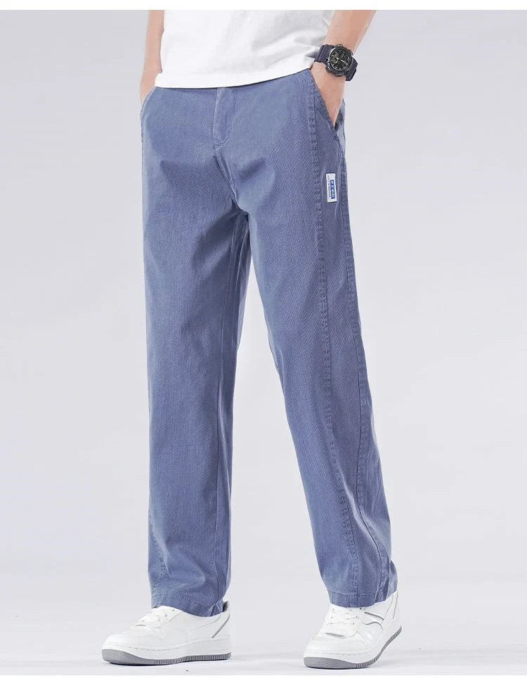 Spring Summer Thin Lyocell Casual Pants Men Loose Straight Fashion Stretch Korean Classic Trousers Men's Clothing Size M-5XL