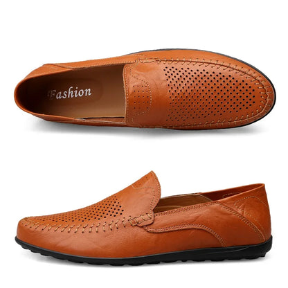 Genuine Leather Men Casual Shoes Luxury Brand Designer Men Loafers Moccasins Breathable Slip on Male Boat Shoes Plus Size 37-47