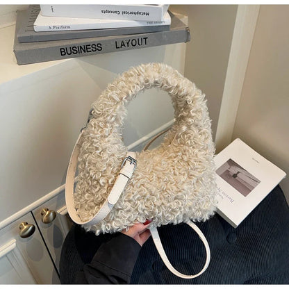 Plush Sweet Shoulder Bags for Women Cute Autumn and Winter 2025 New Versatile Fashion Large Capacity Women's Handbags