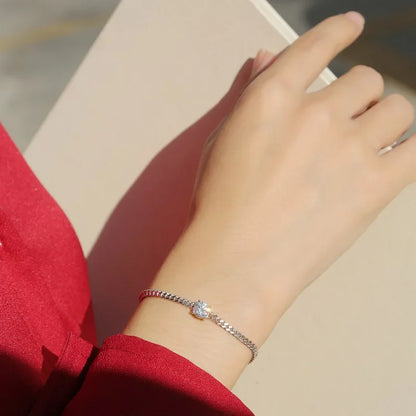 1CT Oval Cut D Color Moissanite Diamond Bracelet for Women 925 Silver Plated 18k Adjustable 16-21cm Cuban Link Bracelets