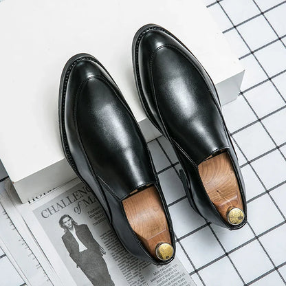 Women Casual Leather Shoes Large Size Men Business Shoes New Slip on Square Toe Loafers Hand Polished Leather Casual Shoes