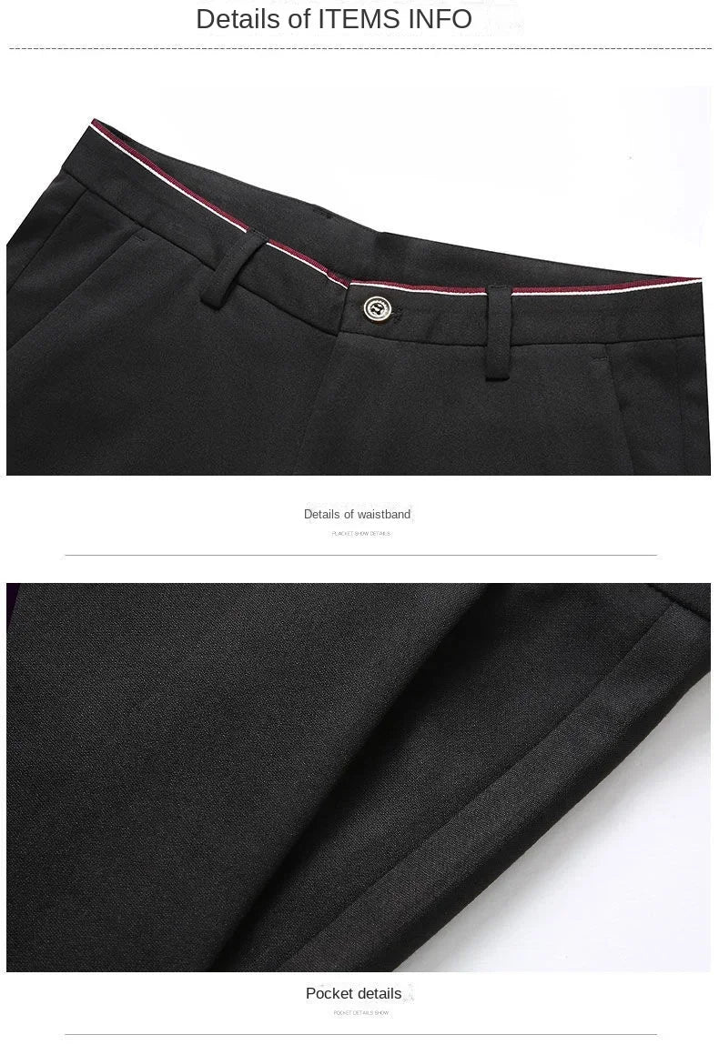 Casual Suit Pants Stretch Men's Dress Pants Black Navy Blue Suit Pants Straight Slim-Fit Business Formal Trousers Plus Size 40