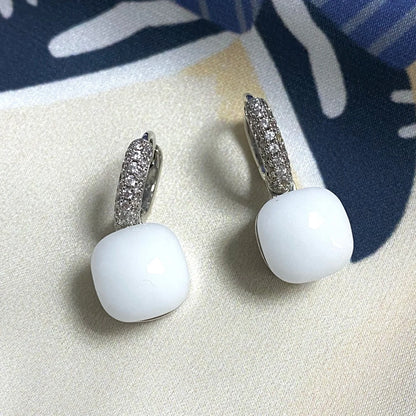 Classic Candy Color Earrings Inlay Transparent Zircon 27Colors Crystal Earrings Platinum Plated Fashion Jewelry For Women