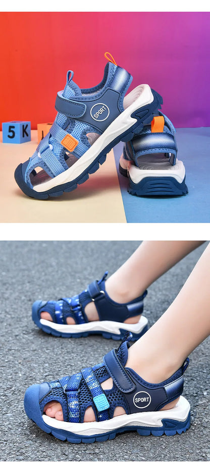 Summer Boys Closed-Toe Sandals Non-Slip Soft Sole Water Shoes for Beach Walking Outdoor Play Comfortable Kids Casual Sandals