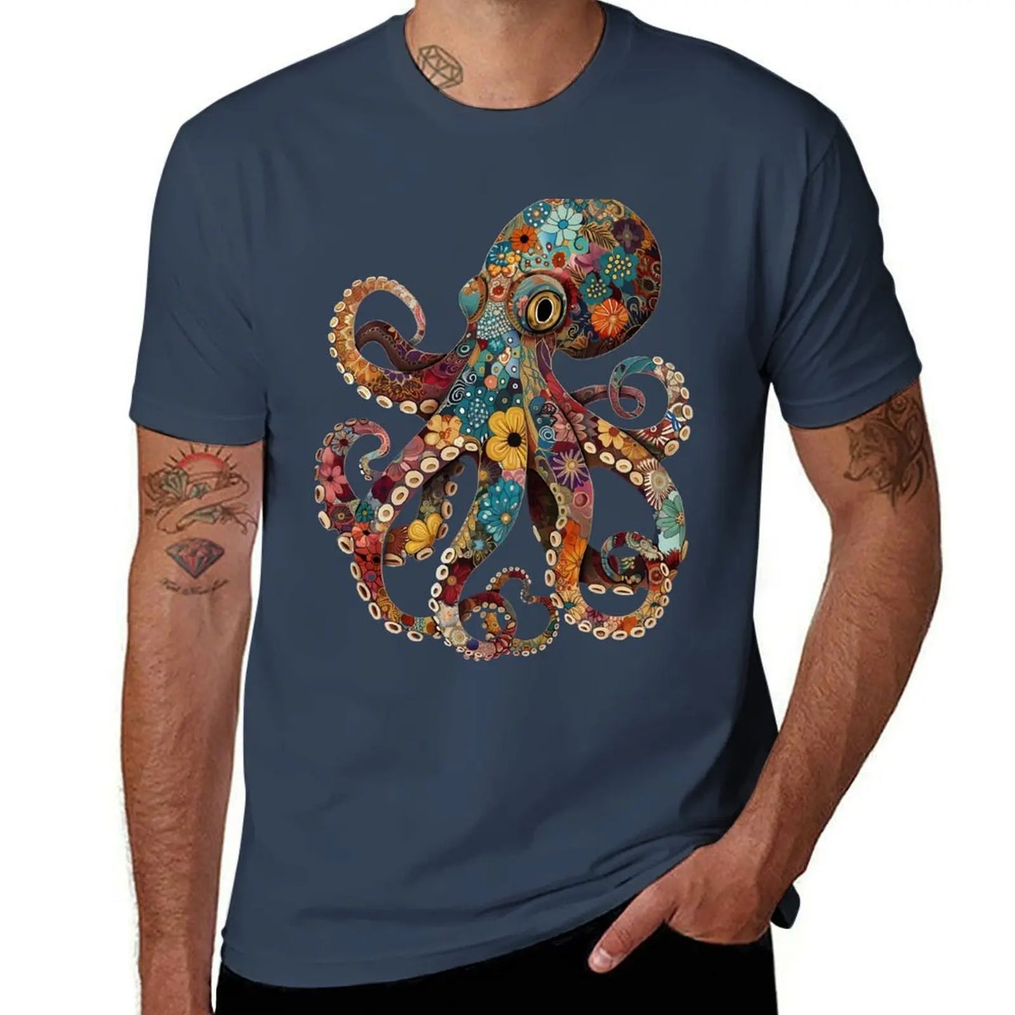 Full color octopus T-Shirt quick drying korean fashion summer tops Aesthetic clothing funny t shirts for men
