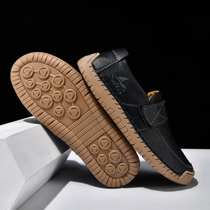 Men's Slip On Loafers Soft Leather Preppy Lightweight Breathable Driving Shoes Non Slip Daily Fashion Casual Outdoor Sneakers