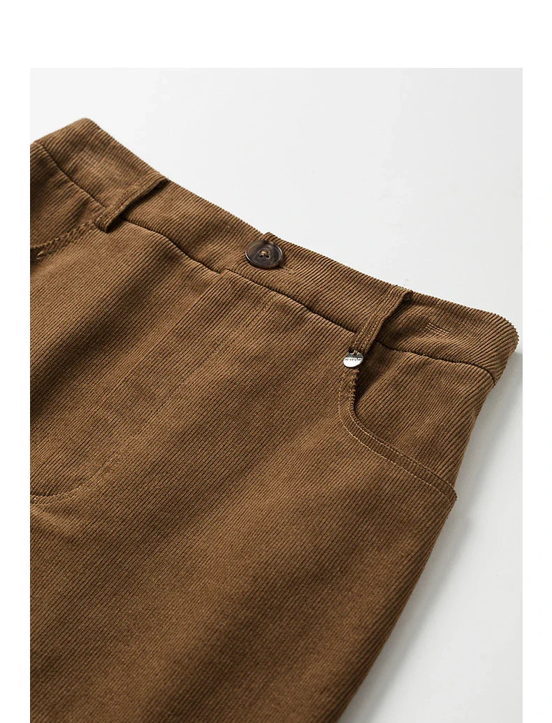 Women Midi Skirt 2025 Autumn New Retro Corduroy Elastic Waist Pure Cotton A Line Mini Skirt