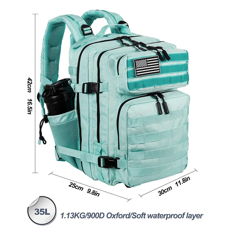 35L Tactical Backpack Small Athlete Gym Bag for Men/Women Qutdoor Travel Hiking Molle Rucksack with Bottle Holder