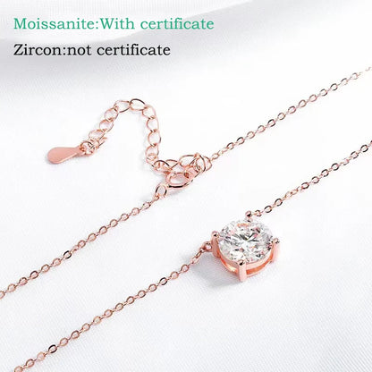 1-5CT Rose Gold Color Moissanite Necklace for Women D Color Sparkling Classic Lab Diamon Pendant Sterling Silver 925 100%