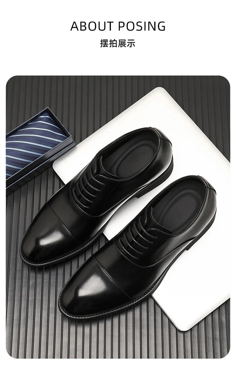 2026 Height Increase 8cm Leather Shoes Men Business Leather Wedding Shoes Men
