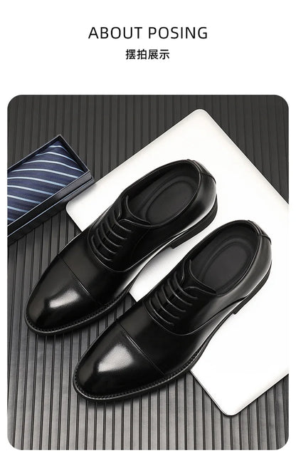 2026 Height Increase 8cm Leather Shoes Men Business Leather Wedding Shoes Men