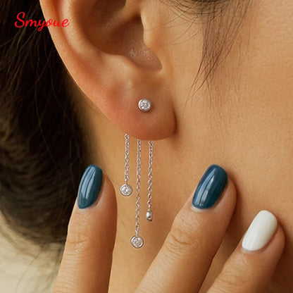New 3mm 2 Ways To Wear  Moissanite Bubble Tassel Drop Earrings for Women Wedding Engagement Jewelry S925 Sterling Silver