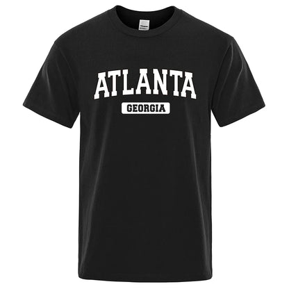 Atlanta Georgia Usa City Letter Tops Men Summer Oversize T-Shirts Cotton Loose T Shirts Fashion Breathable Male Short Sleeves