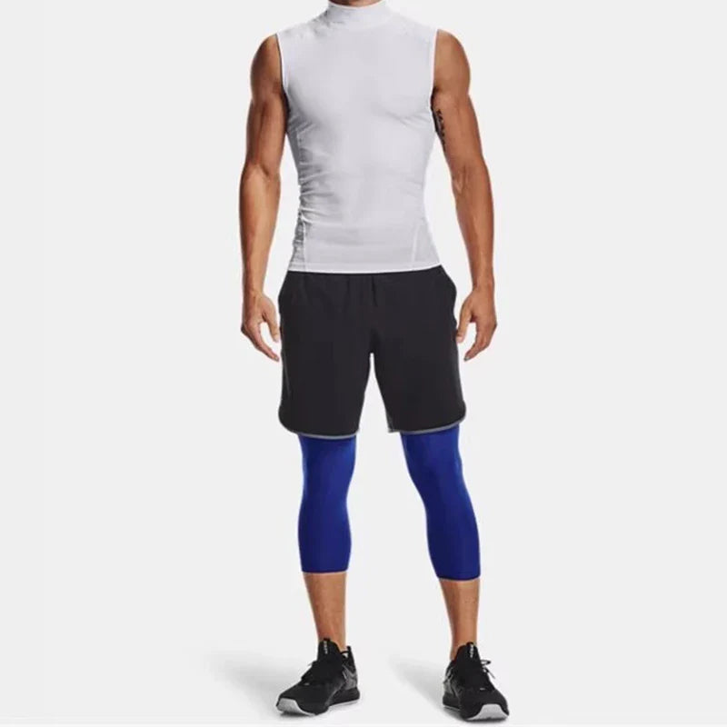 Men Compression 3/4 Leggings Sportswear Elastic Male Trousers Gym Tights Fitness Tracksuits Training Jogging Skinny Pants Men
