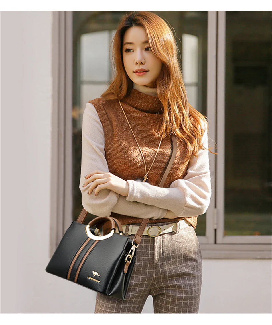 Luxury Designer Crossbody Bag for Women 2024 Brand 3 Layers Handbag Purse Female Genuine High Quality Leather Shoulder Totes Sac