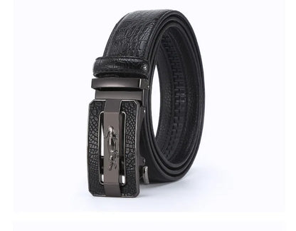 Men's Belt Fashion Crocodile Pattern Belt Alloy Automatic Buckle Strap Casual Business Style Jeans Belt