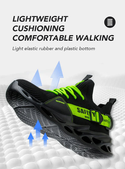 Men's Steel Toe Safety Shoes Anti Crush And Piercing Fashionable Breathable Sock Shoes Outdoor Unisex Work Footwear