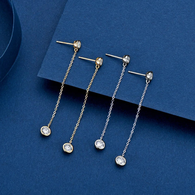 Real 0.8 Carat Moissanite Diamond Drop Earrings Women’s S925 Silver Plated PT950 Long Tassel Dangle Earring Fine Jewelry