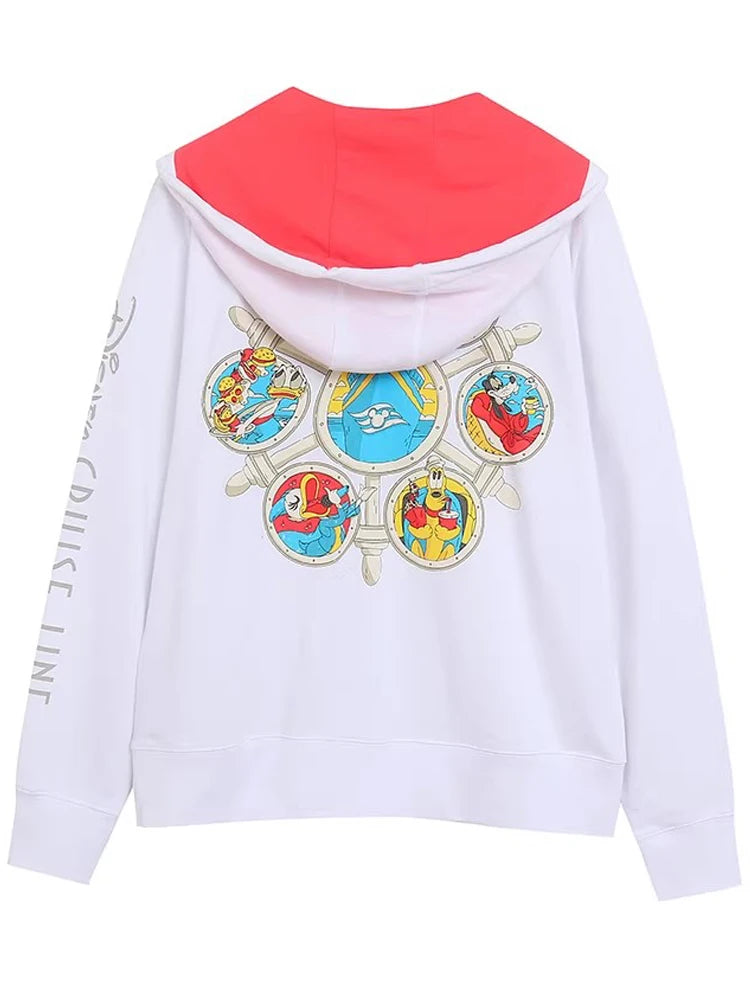 70th Anniversary Castle Mickey Mouse Letter Print Embroidery Fleece Sweatshirt Unisex Women Zip Up Jacket Jumper Tops