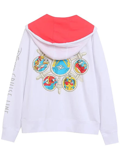 70th Anniversary Castle Mickey Mouse Letter Print Embroidery Fleece Sweatshirt Unisex Women Zip Up Jacket Jumper Tops