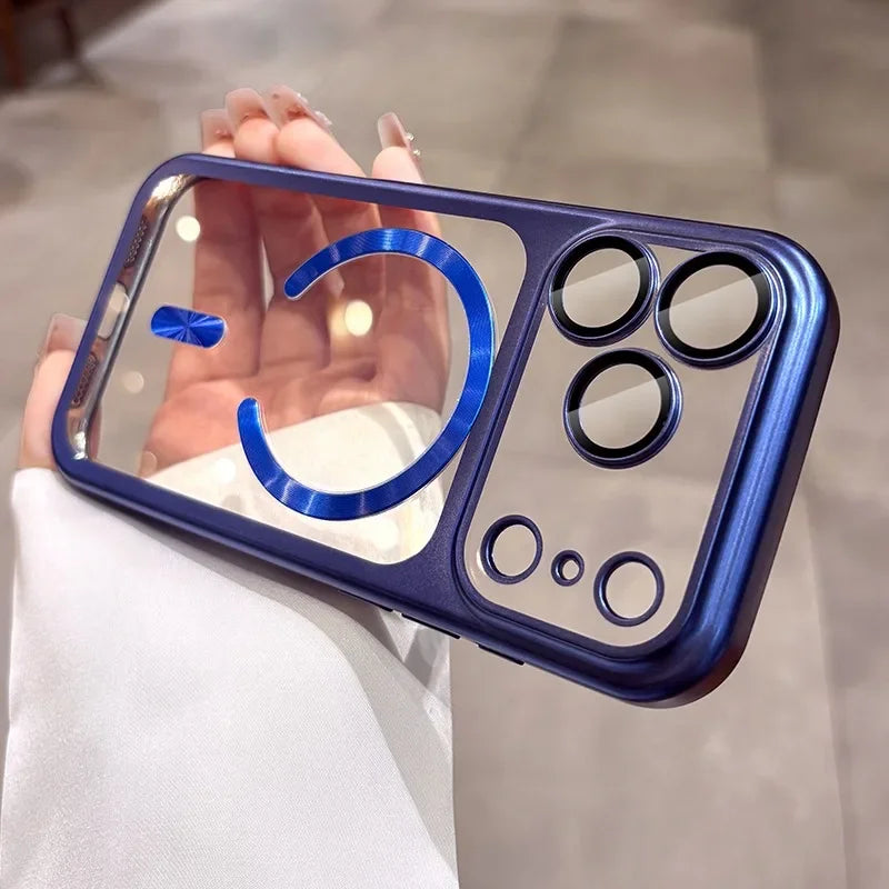 Plating Transparent For Magsafe Magnetic Case for IPhone 17 17Pro 17 Pro Max 17 Air Original Soft TPU Lens Protector Cover