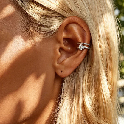 0.5ct Excellent Cut Moissanite Clip Earrings for Women Shine Double-layered Ear Clips Fine Jewelry S925 Sterling Silver