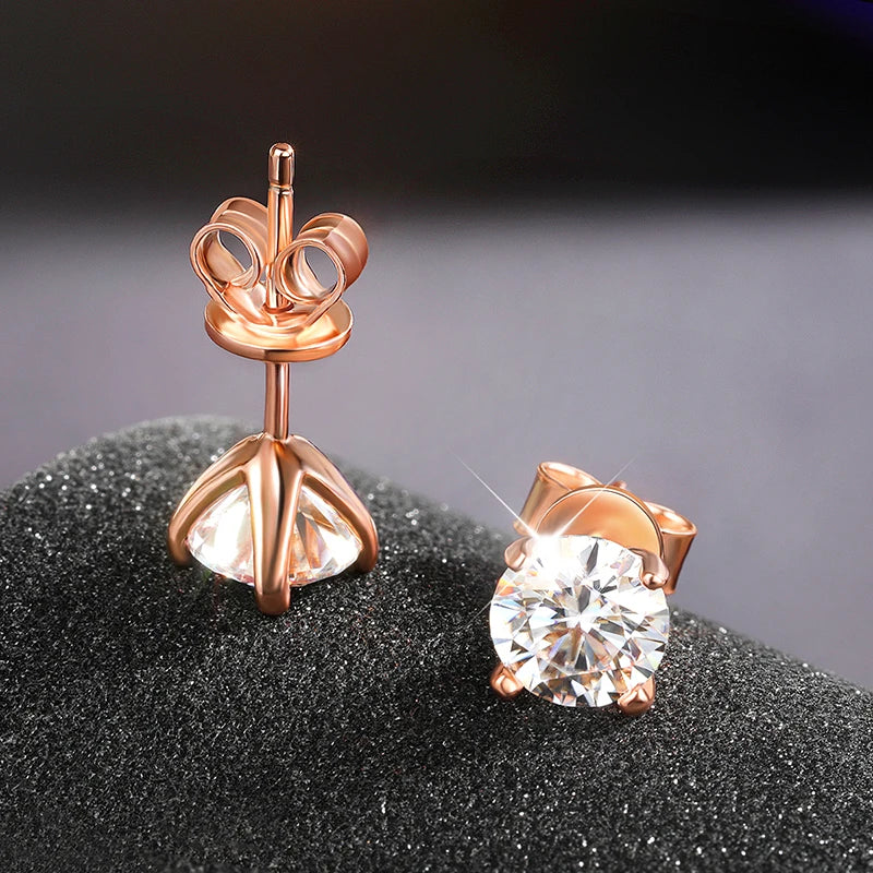 4 Prong 0.2-2CT Moissanite Stud Earrings D Color For Women Men S925 Silver Plated 18k Party Wedding Diamond Earring GRA