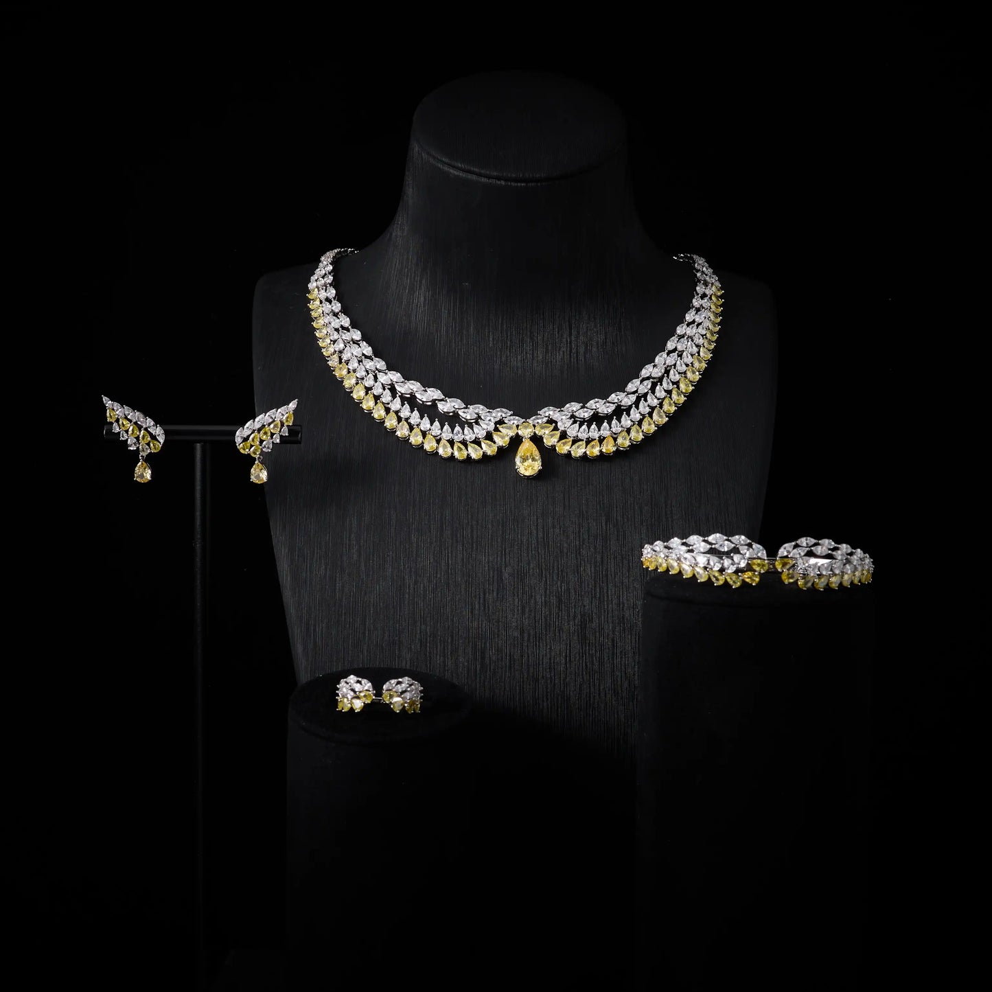 Luxury Bridal Cubic Zirconia Necklace Set for Women Dubai Jewelry Sets  Wed Jewelri Wedding & Engagement musulman ens