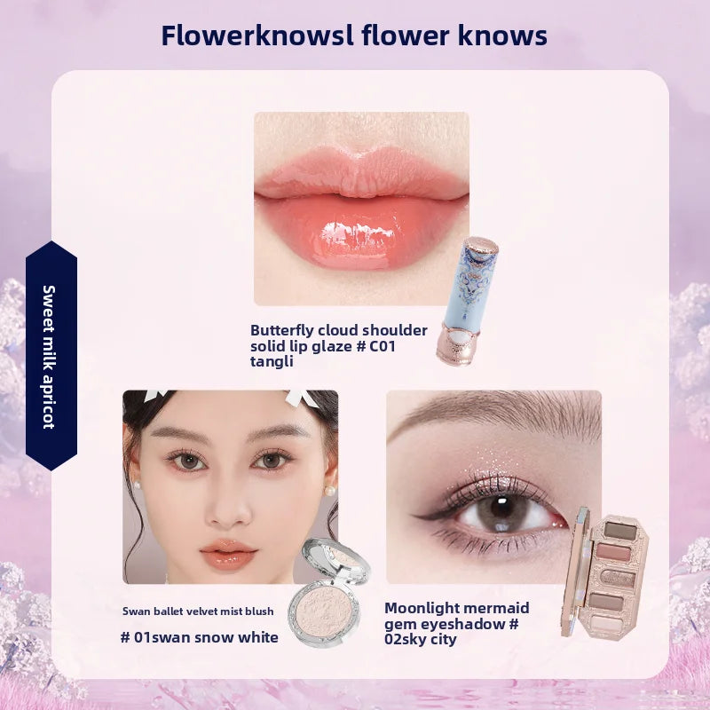 Gift Box Makeup Set Little Angel Full Box Lip Glaze Blusher Shell Jewelry Flower Know Birthday Gift Kit