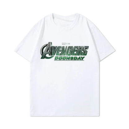 Avengers: Doomsday Letter Printed T-shirt Summer New Men's and Women's American Trend Loose Casual Short Sleeved Top