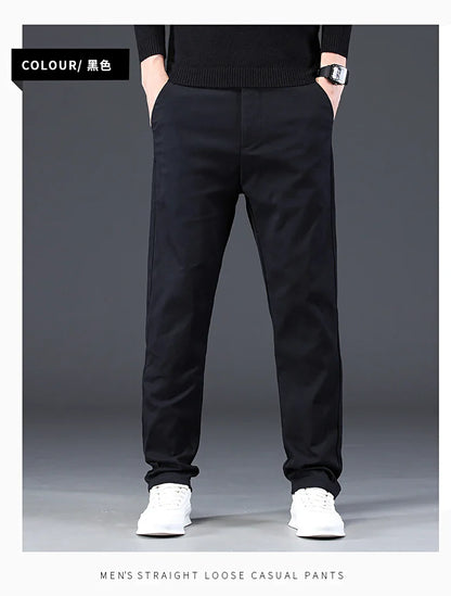 98% Cotton Men's Chinos & Casual Pants, Khaki Pants, Loose Straight , Streetwear Men ,Twill Pants,  Tall Men STRAIGHT Trousers