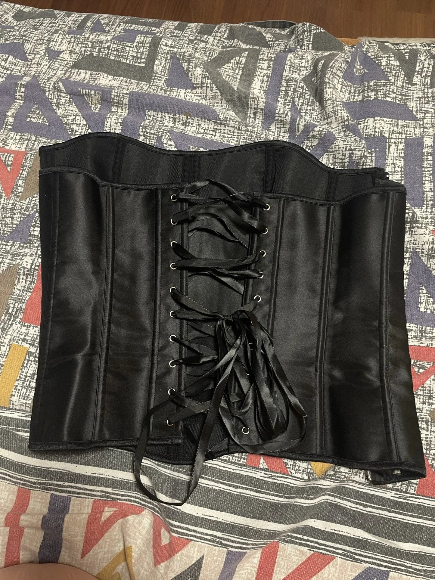 Corsets Bustiers for Women Overbust Corset Top Corselet Sexy Satin Lace up Zipper Corsetto Shaper Gothic Korsett Black