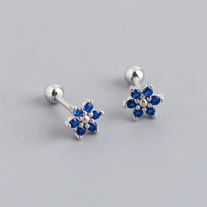 925 Sterling Silver Fashion Korean Petal Screw Bead Stud Earrings for Women Charm Ear Bone Piercing Jewelry Accessories