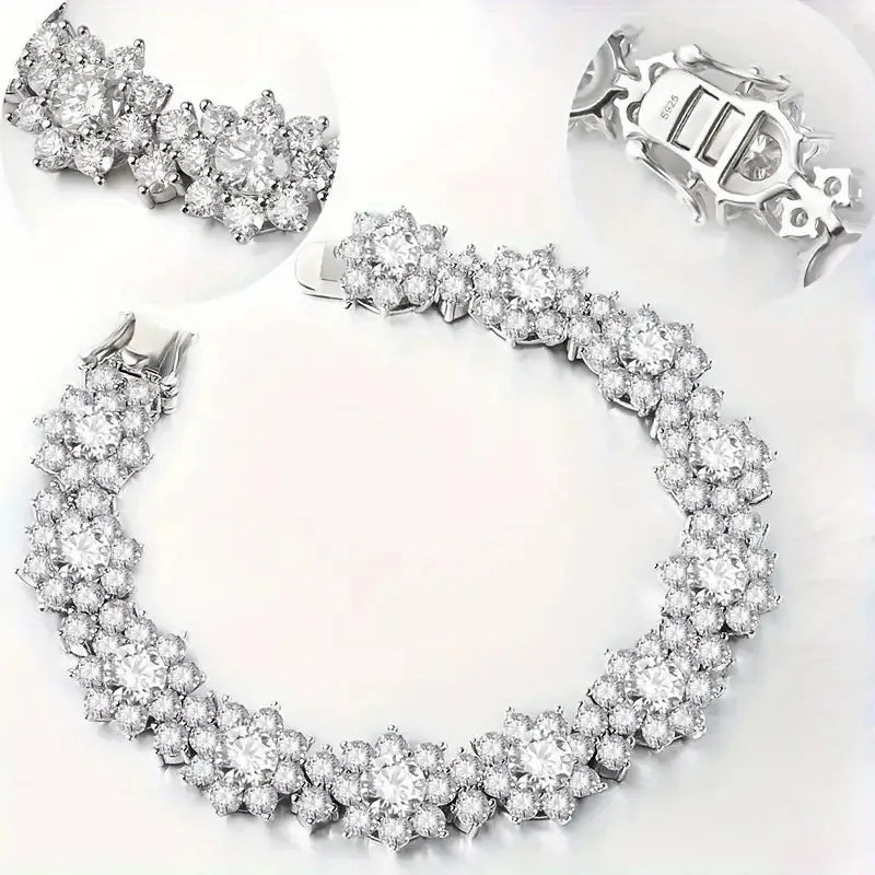 D Color VVS1 Moissanite Bracelet For Women 925 Sterling Silver Diamond Sunflower Bangle Wedding Bridal Luxury Hand Jewelry