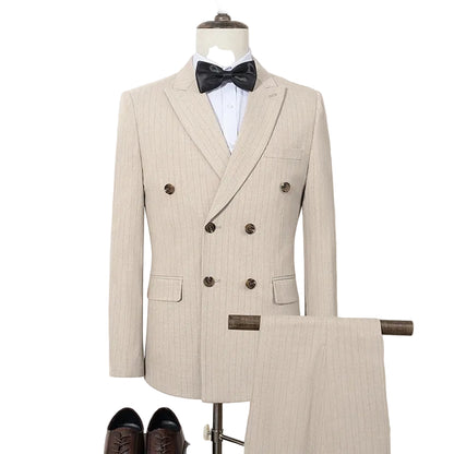 High quality striped suits for men slim fitting luxury man clothing elegant mens suit Wedding trends costumes
