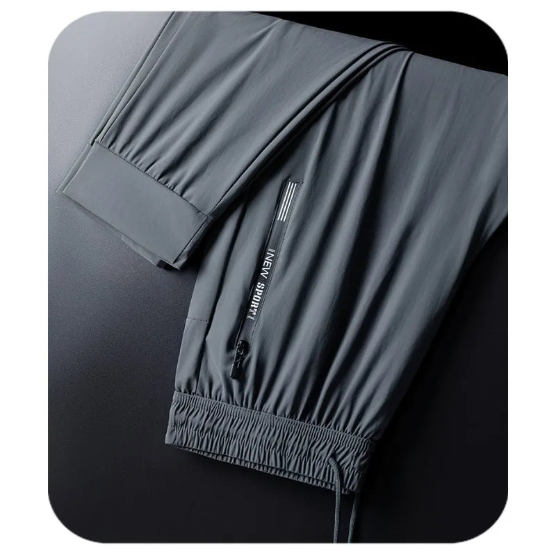 Men's Outdoor Running Fitness Fashion Trend Ice Silk Pants for Spring and Summer Windproof Breathable Lightweight Casual Pants