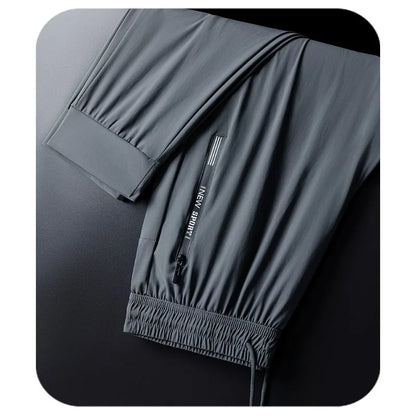 Men's Outdoor Running Fitness Fashion Trend Ice Silk Pants for Spring and Summer Windproof Breathable Lightweight Casual Pants